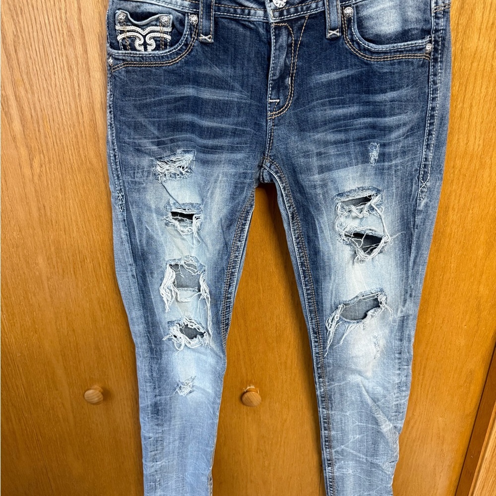 Rock Revival Distressed Blue Skinny Jeans
